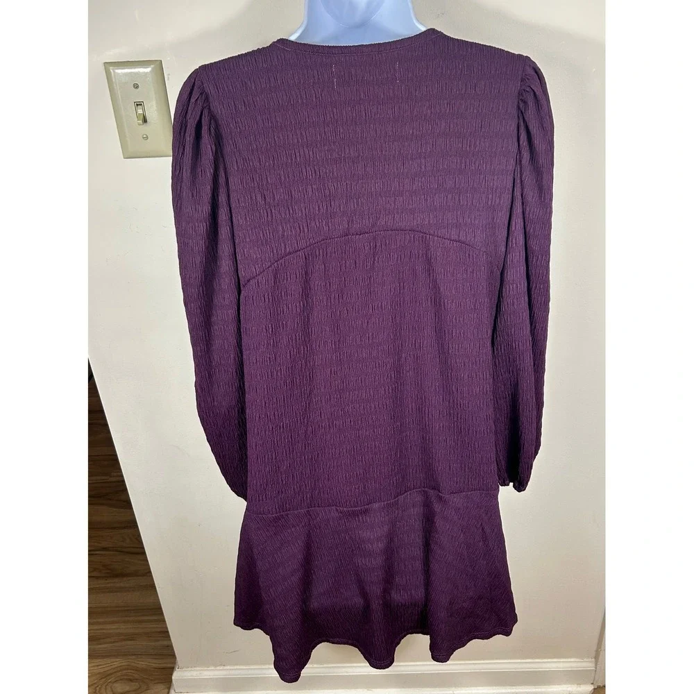 Free People FP Beach Mini Dress Womens XS Purple Crinkle Boho Ruffle Peasant